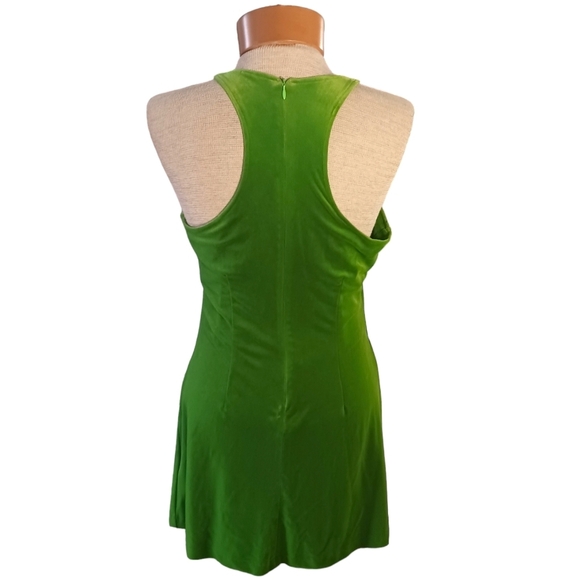 Vintage S/M Womens JSC Lime Green Halter Dress Velour Summer Short 80s/90s Y2K - Picture 2 of 8